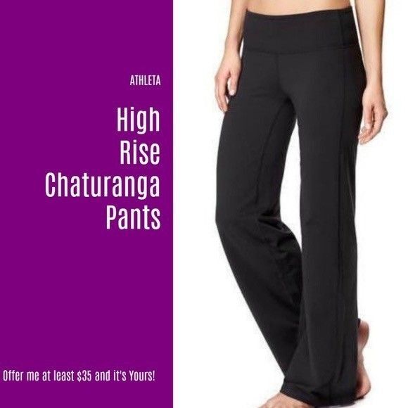 ATHLETA High Rise Chaturanga Pant M Black Wide Leg Stretch Sweat-Wicking NWT B51 - Picture 1 of 6